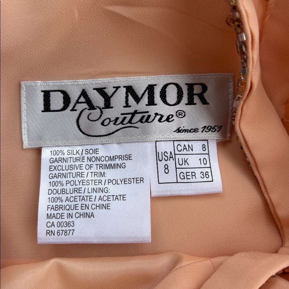 Y2K Vintage Daymor Couture Silk Halter Party Formal Beaded 8 Peach Pink Tiered M - Picture 17 of 17